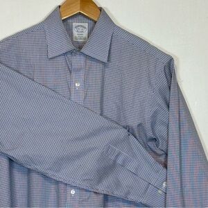Brooks Brothers Regent Blue & White Check Dress Shirt Size 151/2-34